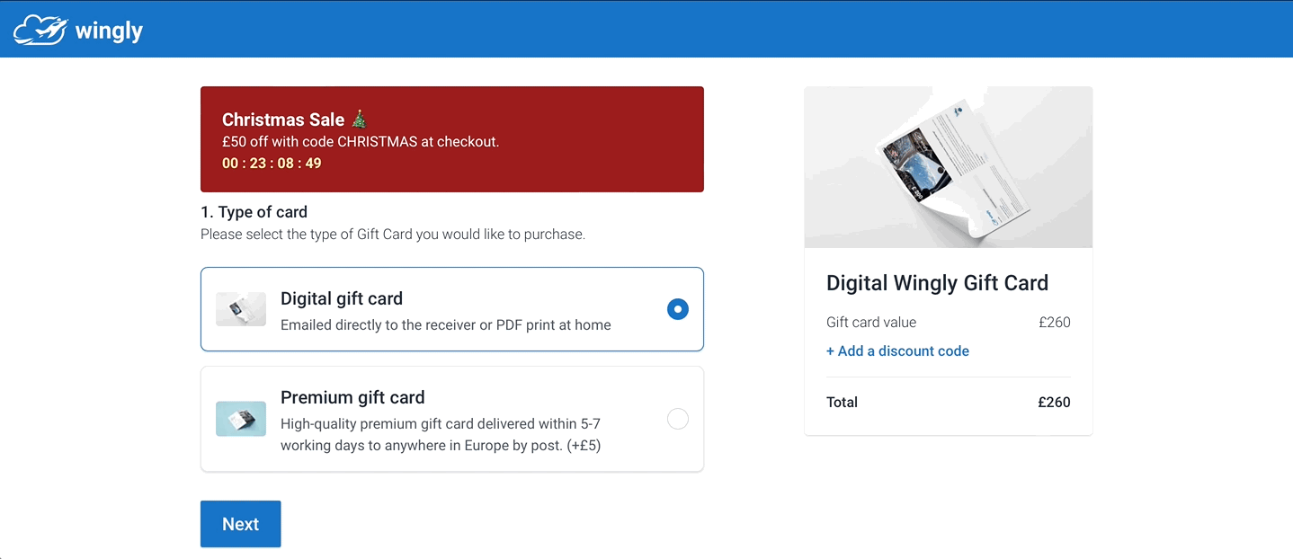 Purchase a "Gift this flight" gift card